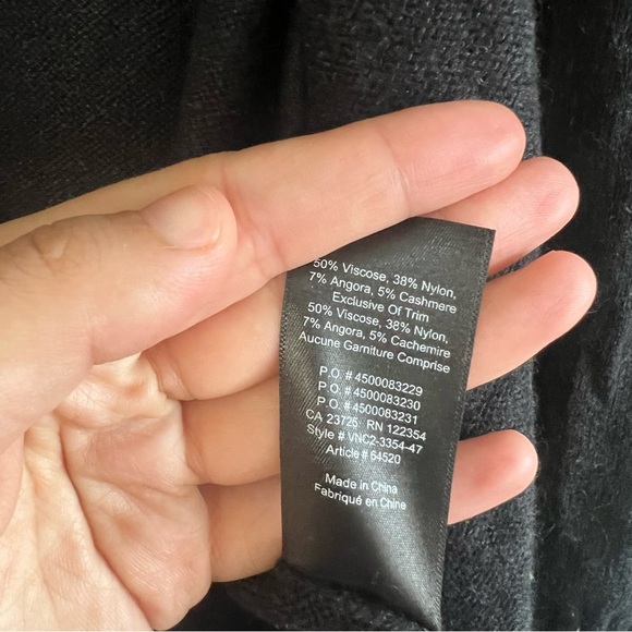 Aritzia Babaton Azure Skies Cashmere Wool Black Open Front sweater cardigan S - Picture 10 of 11